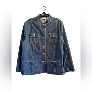 Covington Blue Denim Jacket Women’s XL Western Cowgirl Tortoise Buttons Pockets